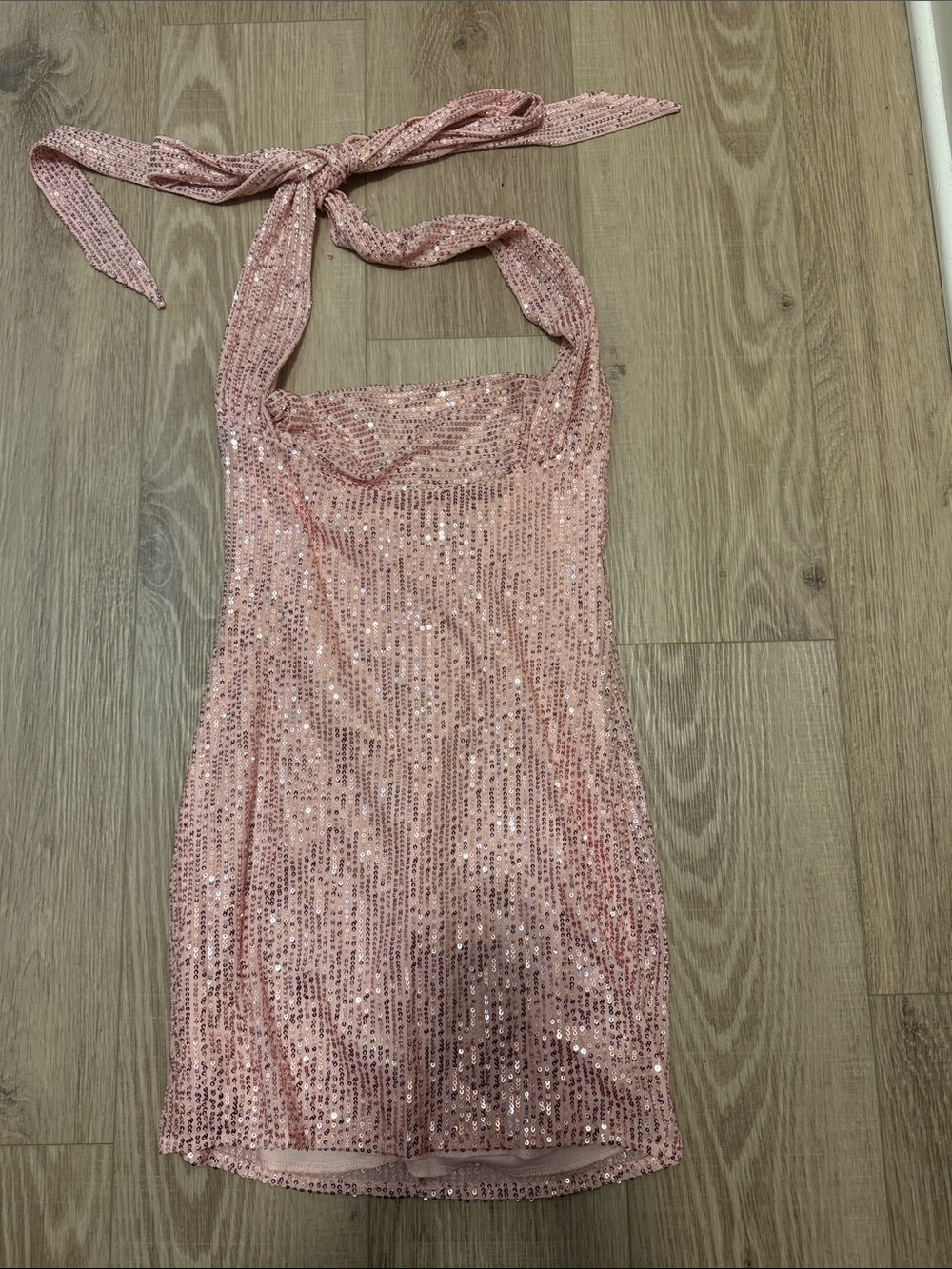 Lucy in the Sky Pink Sequin Halter Mini Dress